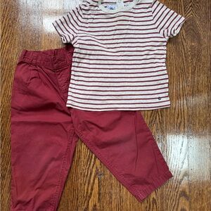 Petit Bateau Paris cotton striped shirt with cotton pants 24 months